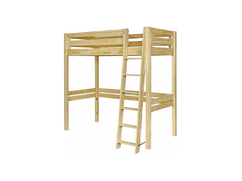 Lit mezzanine 2 places 120x190 cm bois massif bois naturel ORSAI