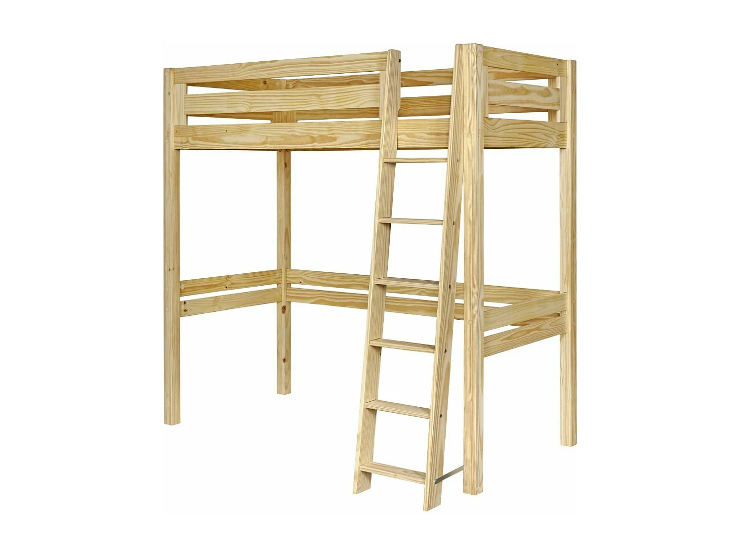 Lit mezzanine 2 places 120x190 cm bois massif bois naturel ORSAI