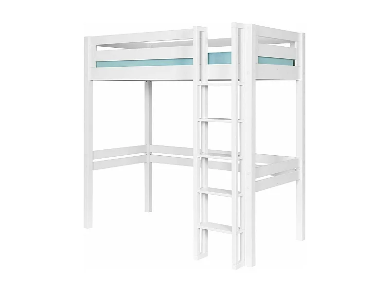 Pack Lit mezzanine 2 places avec matelas 120x190 cm bois massif blanc DORSÉ