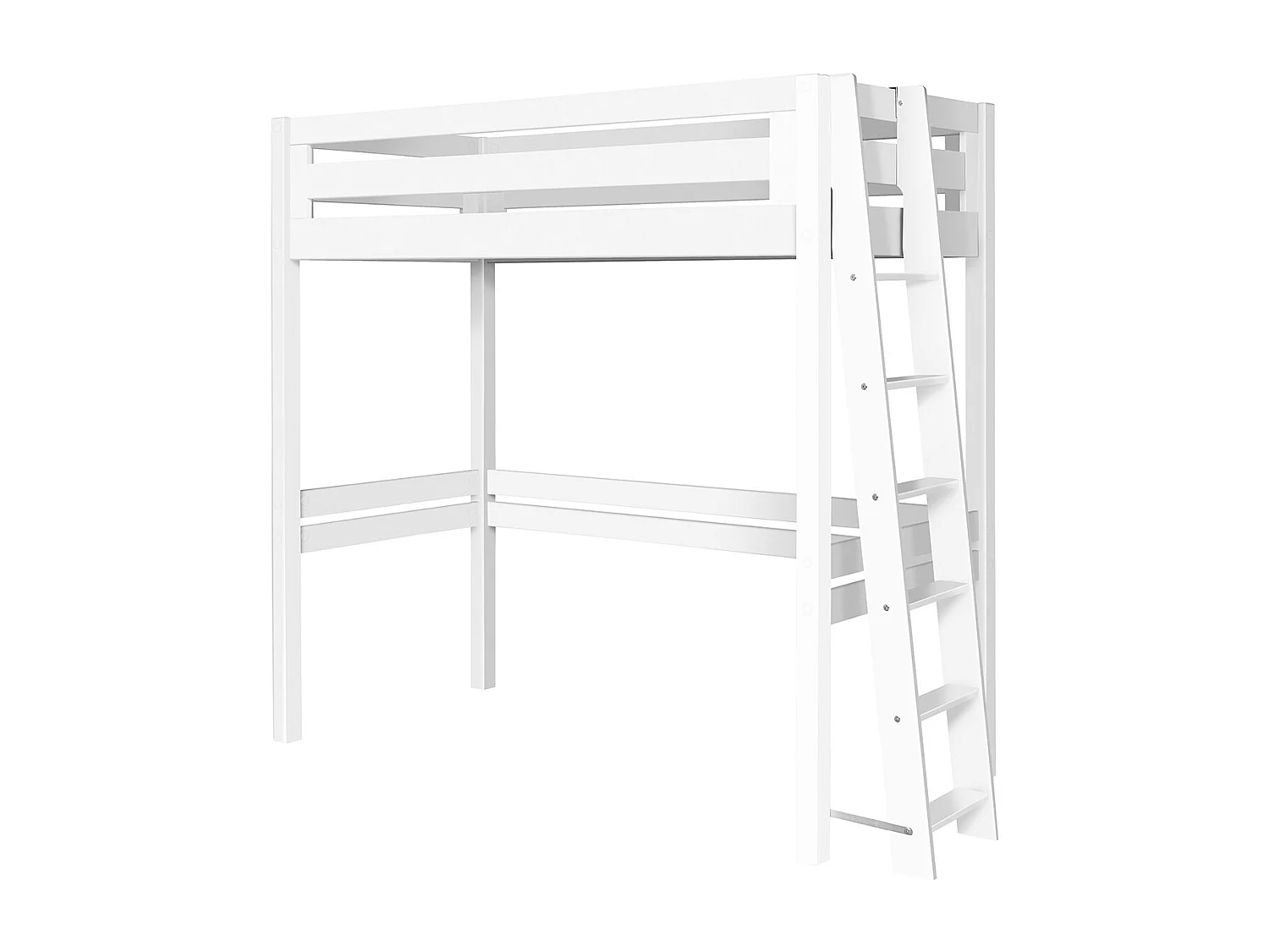 Pack lit mezzanine 2 places avec matelas 140x190 cm bois massif blanc ORSAI