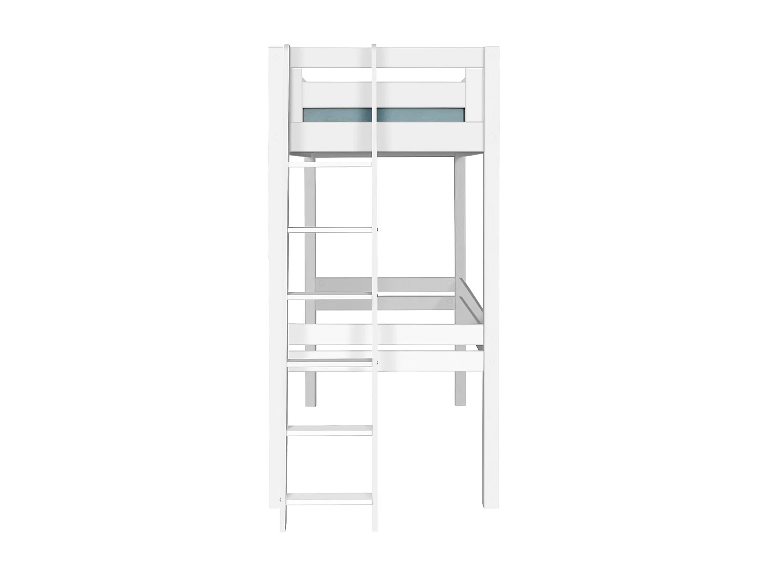 Pack lit mezzanine 2 places avec matelas 140x190 cm bois massif blanc ORSAI