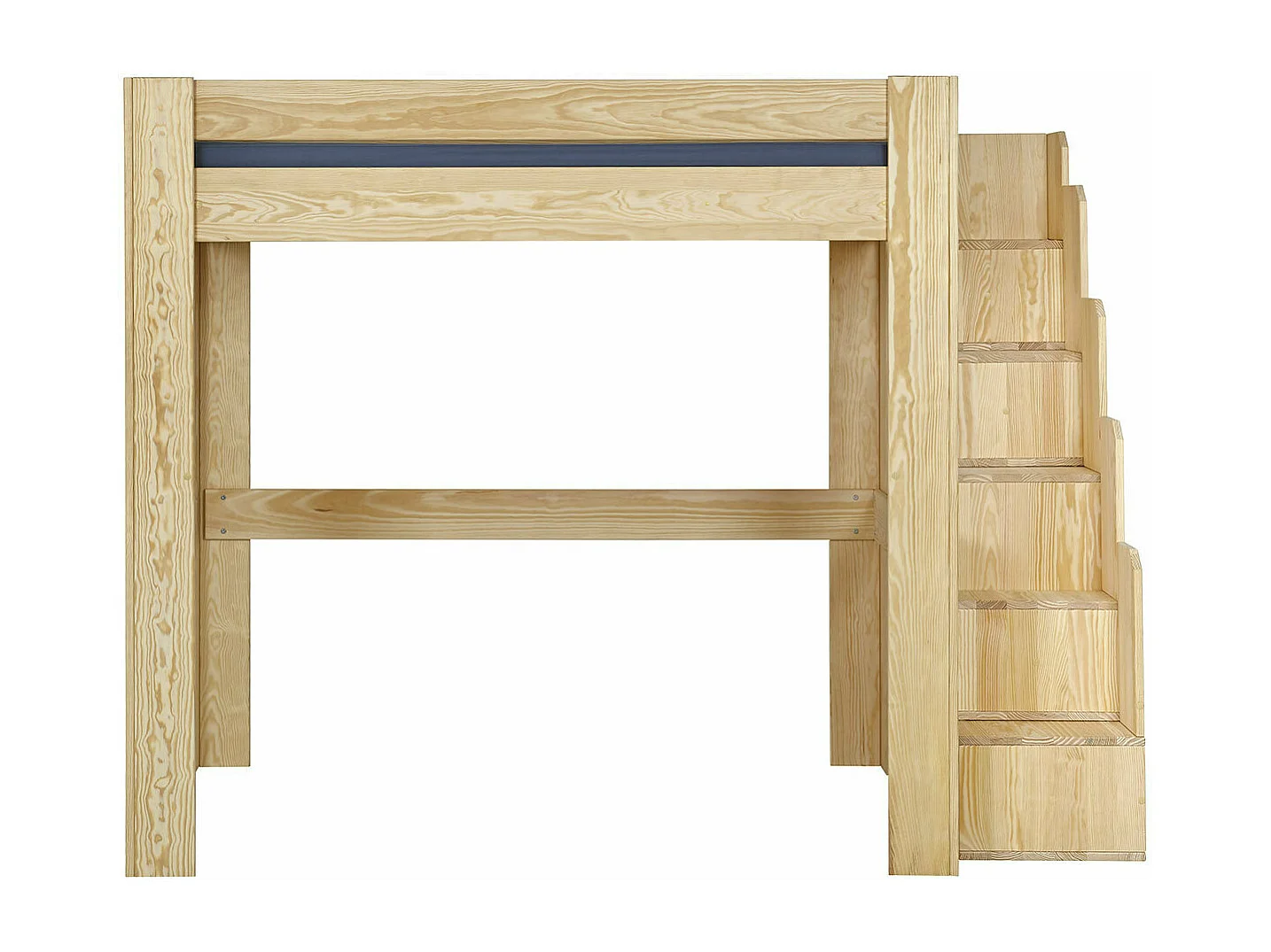 Pack lit mezzanine avec bureau et matelas 120x190 cm bois massif bois naturel LEX