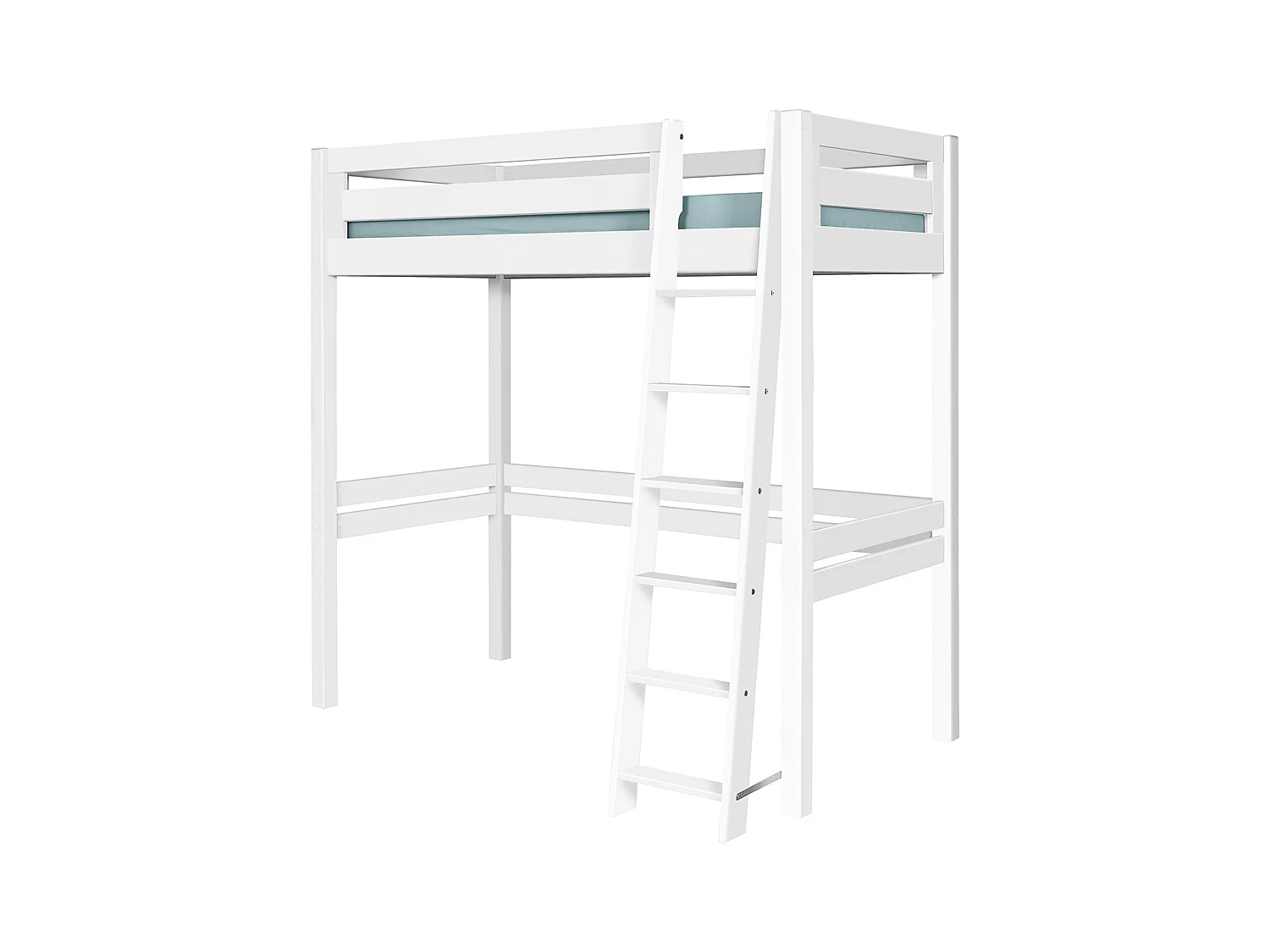 Pack lit mezzanine 1 place avec matelas 90x190 cm bois massif blanc ORSAI