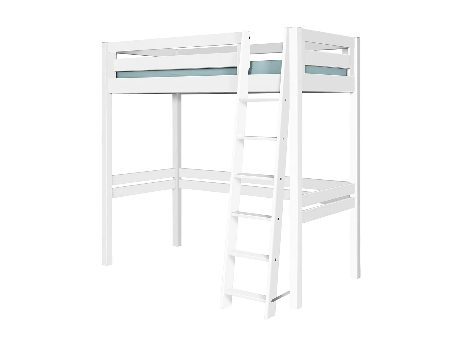 Pack lit mezzanine 1 place avec matelas 90x190 cm bois massif blanc ORSAI