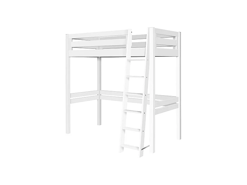 Lit mezzanine 2 places 120x190 cm bois massif blanc ORSAI