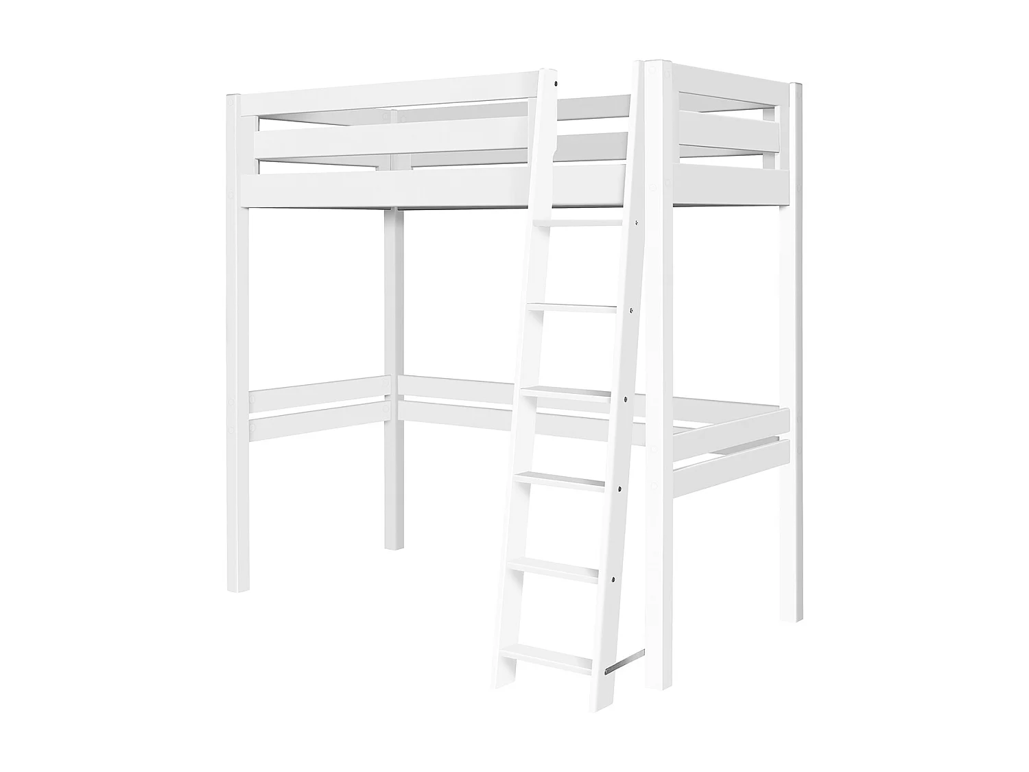 Lit mezzanine 2 places 120x190 cm bois massif blanc ORSAI