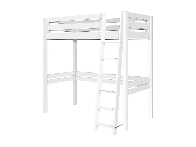 Lit mezzanine 2 places 120x190 cm bois massif blanc ORSAI