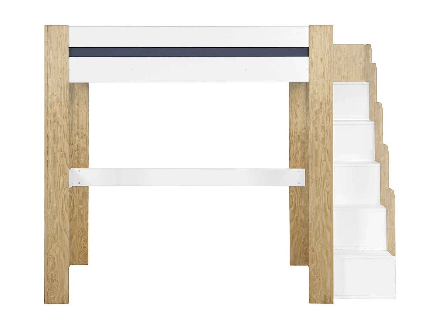 Pack lit mezzanine avec bureau et matelas 120x190 cm bois massif blanc et bois LEX