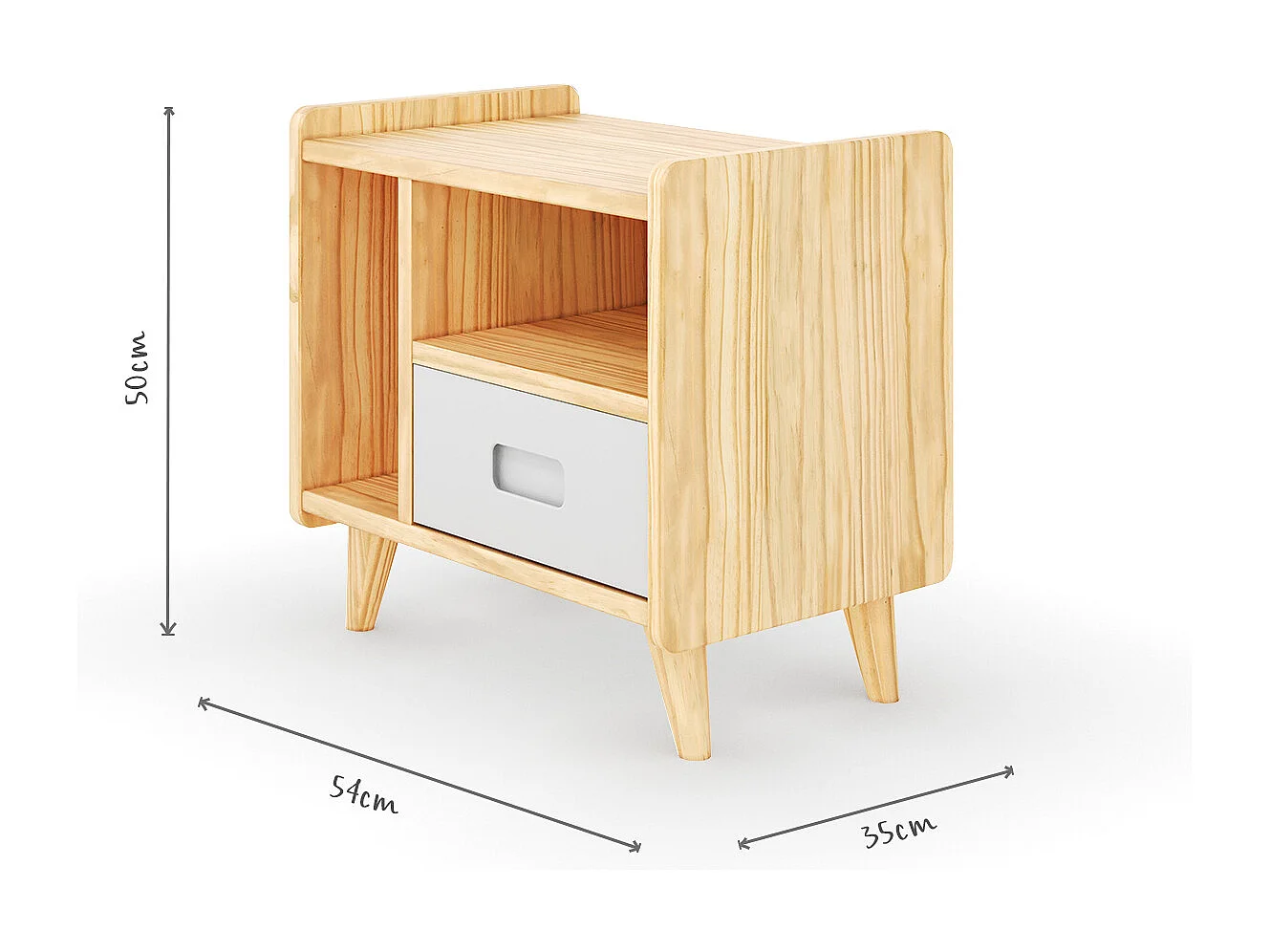 Chevet  bois massif bois et blanc PETER
