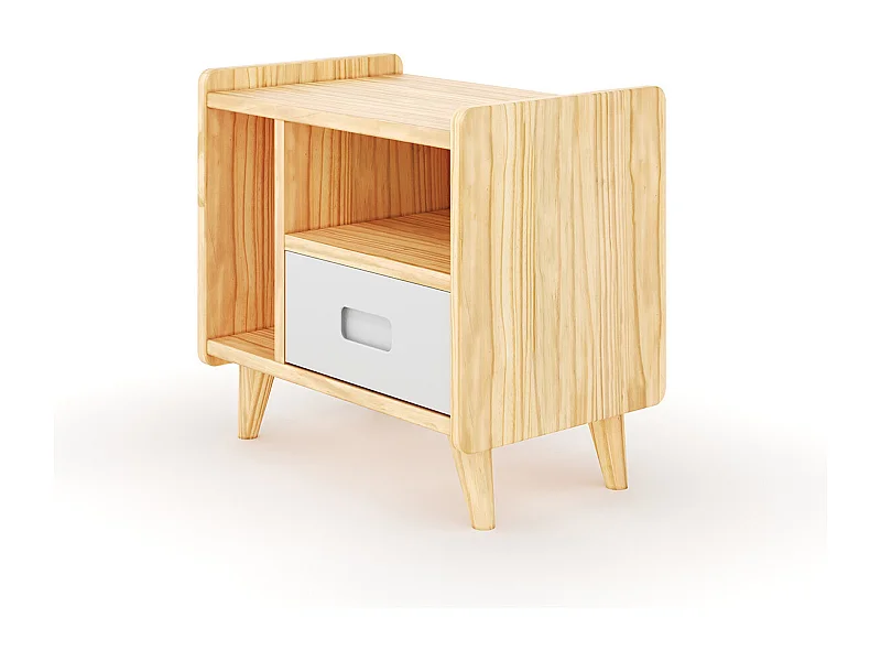 Chevet  bois massif bois et blanc PETER