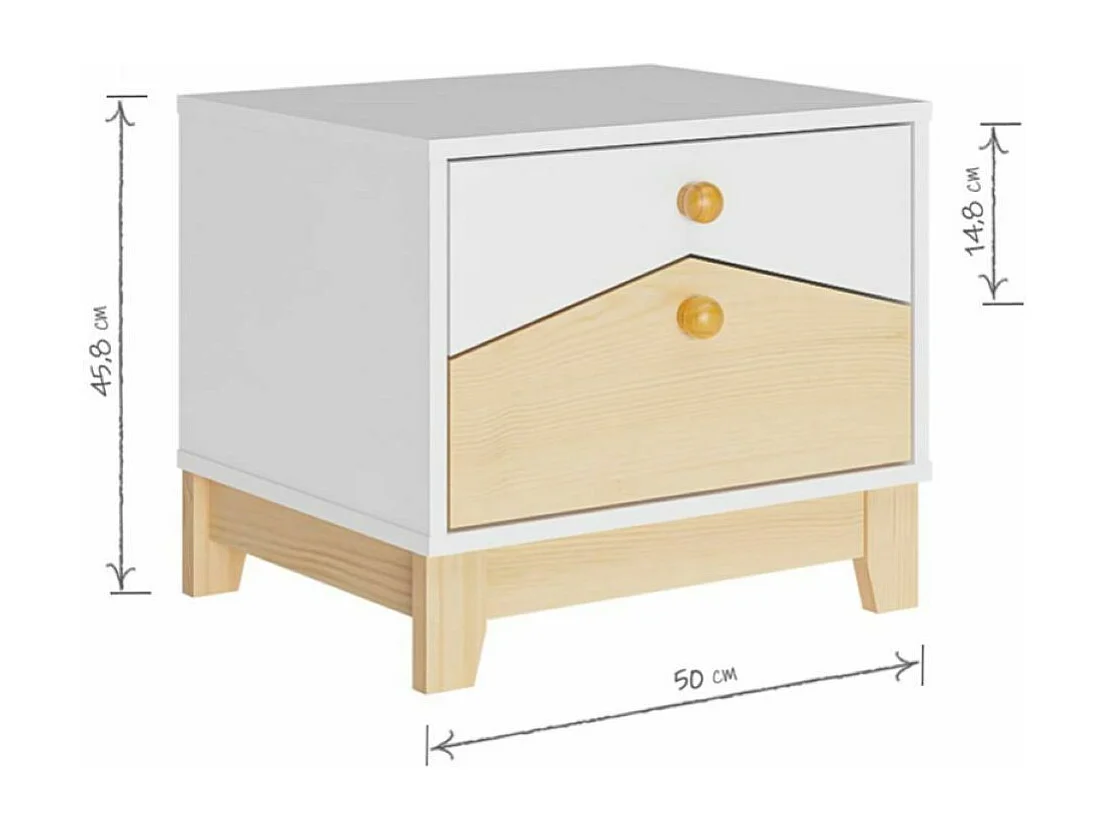 Chevet 2 tiroirs  panneaux de fibres bois SANDRO