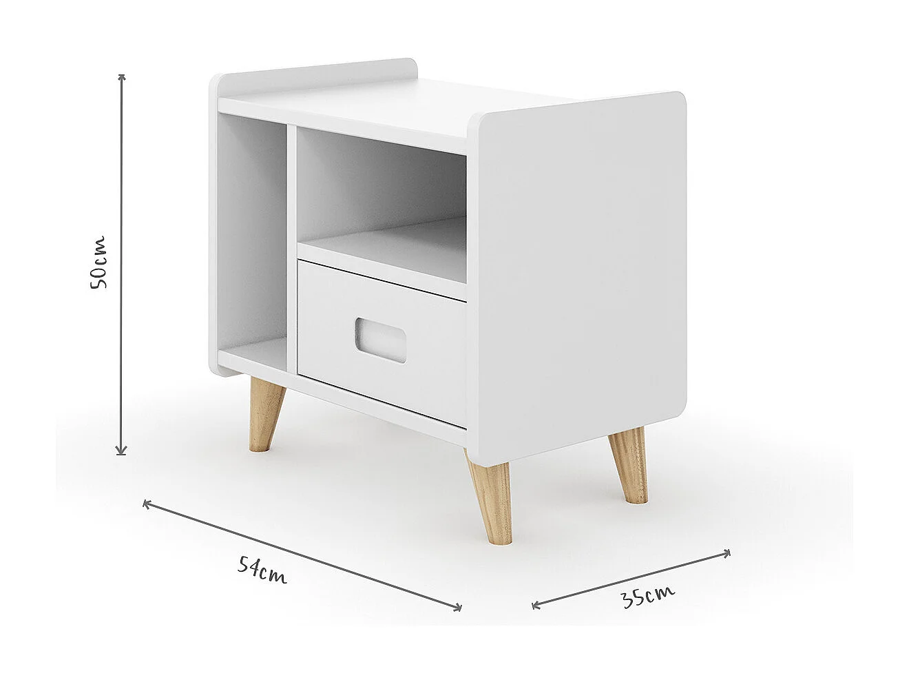 Chevet  bois massif blanc et bois PETER