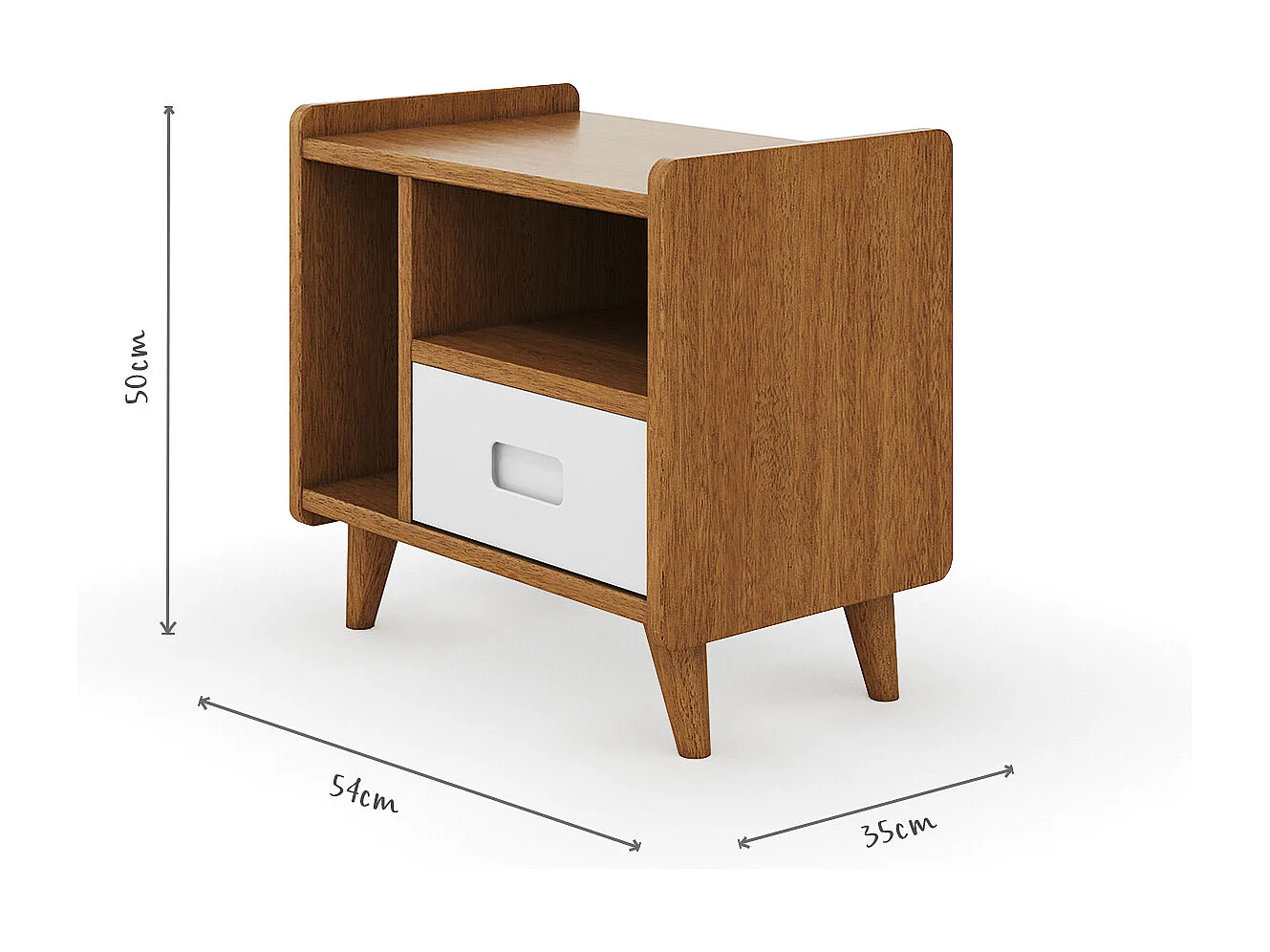 Chevet  bois massif noisette et blanc PETER