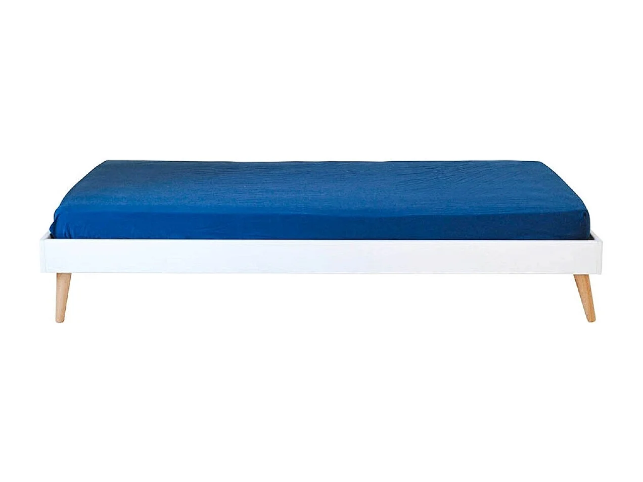 Lit enfant avec pieds 90x190 cm bois massif blanc DARLA