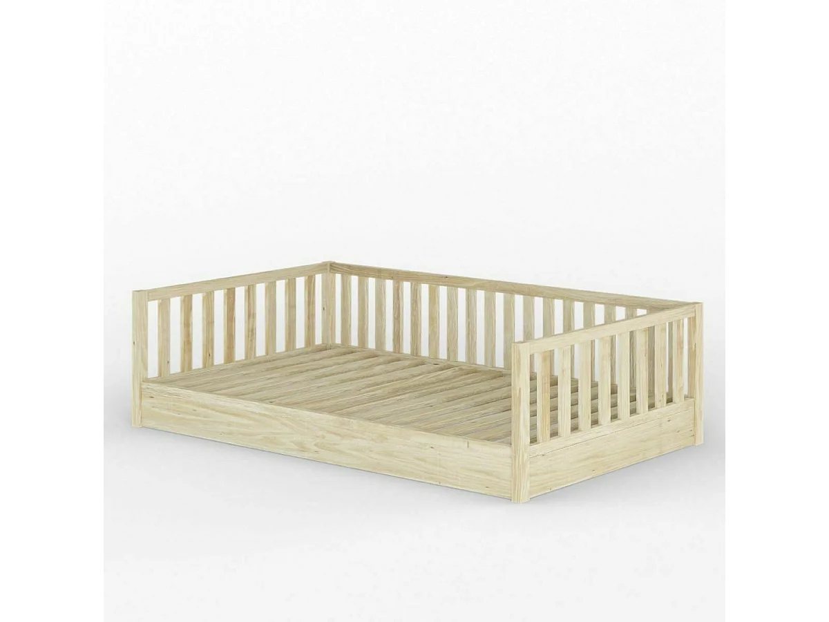 Pack lit enfant Montessori avec matelas 90x190 cm bois massif bois ROMEO