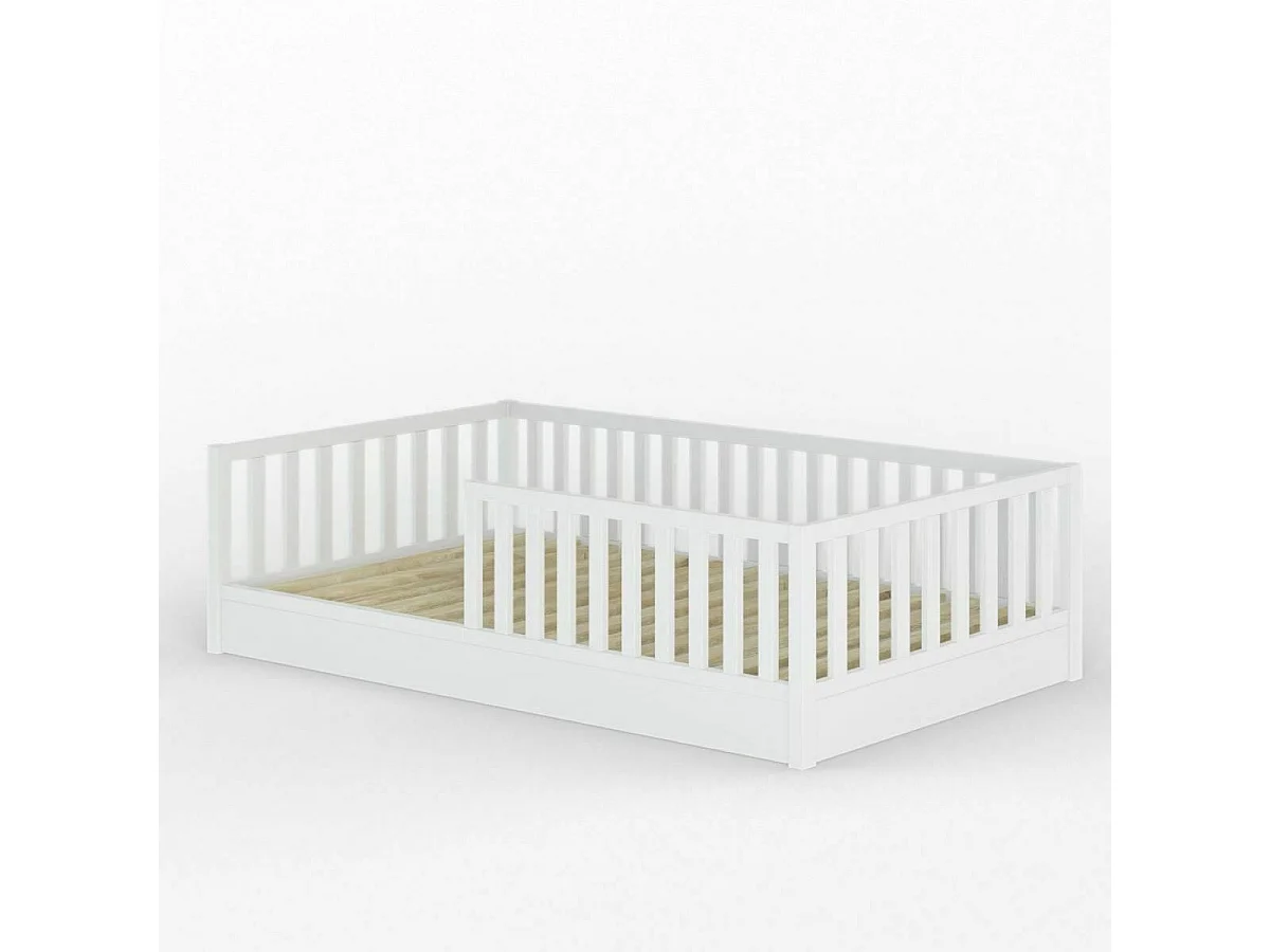 Lit enfant Montessori 90x190 cm bois massif blanc ROMEO