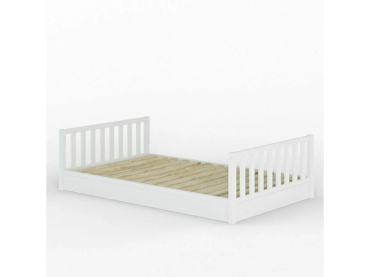 Lit enfant Montessori 90x190 cm bois massif blanc ROMEO