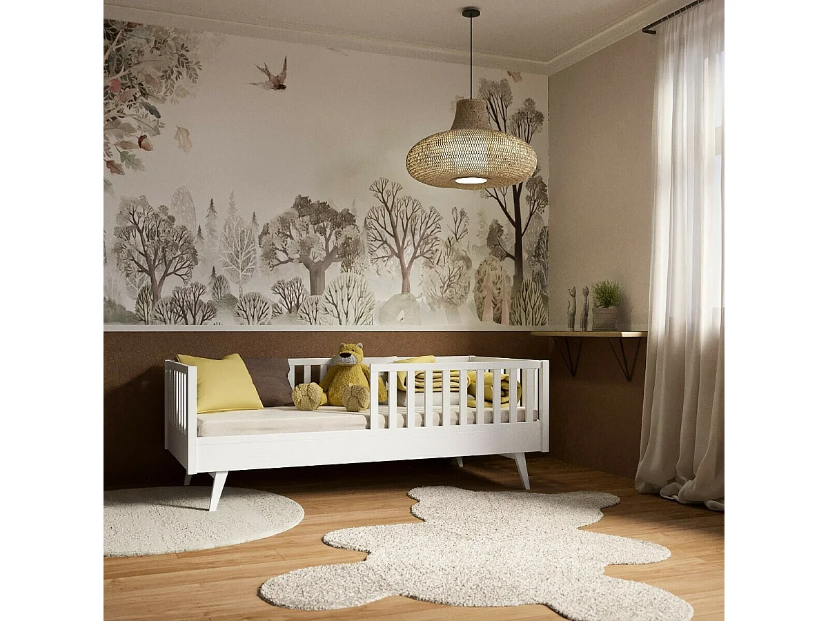 Lit enfant Montessori 90x190 cm bois massif blanc ROMEO