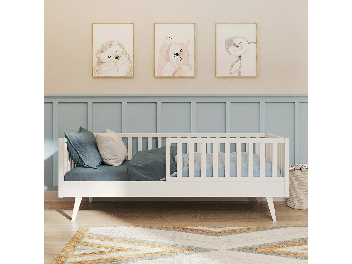 Lit enfant Montessori 90x190 cm bois massif blanc ROMEO
