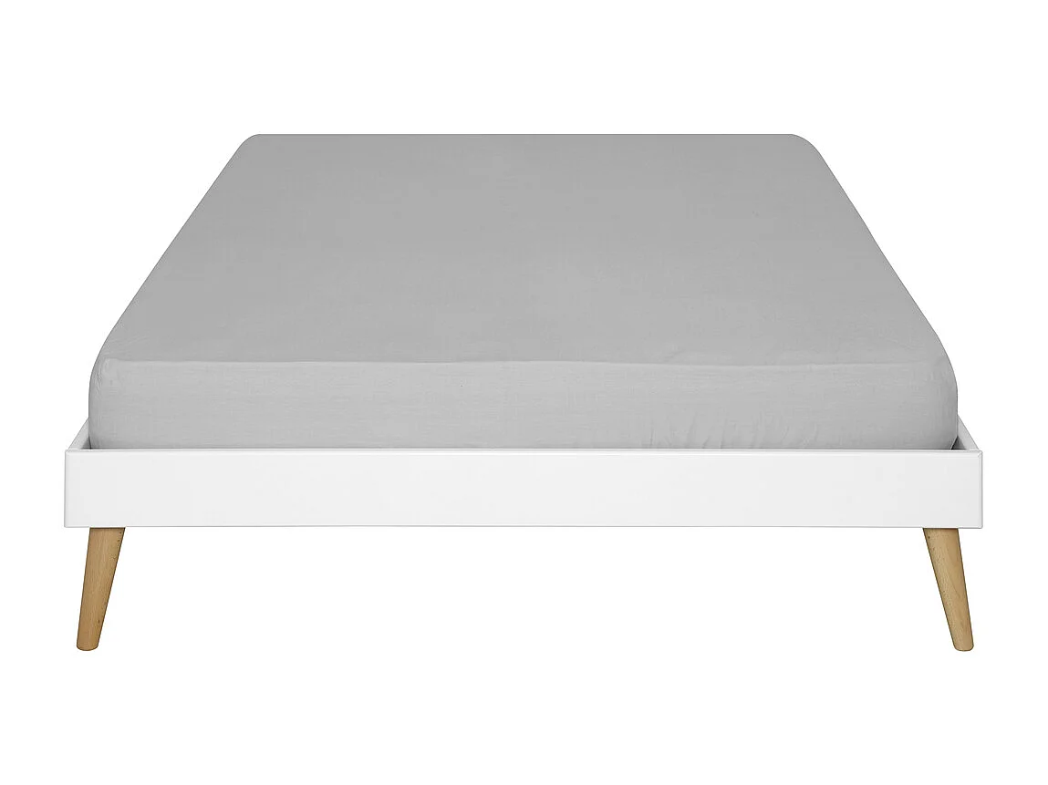 Pack lit 2 places avec pieds et matelas 120x190 cm bois massif blanc DARLA