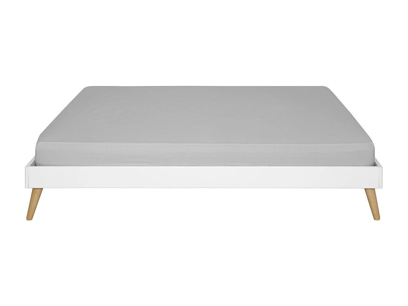 Pack lit 2 places avec pieds et matelas 140x190 cm bois massif blanc DARLA