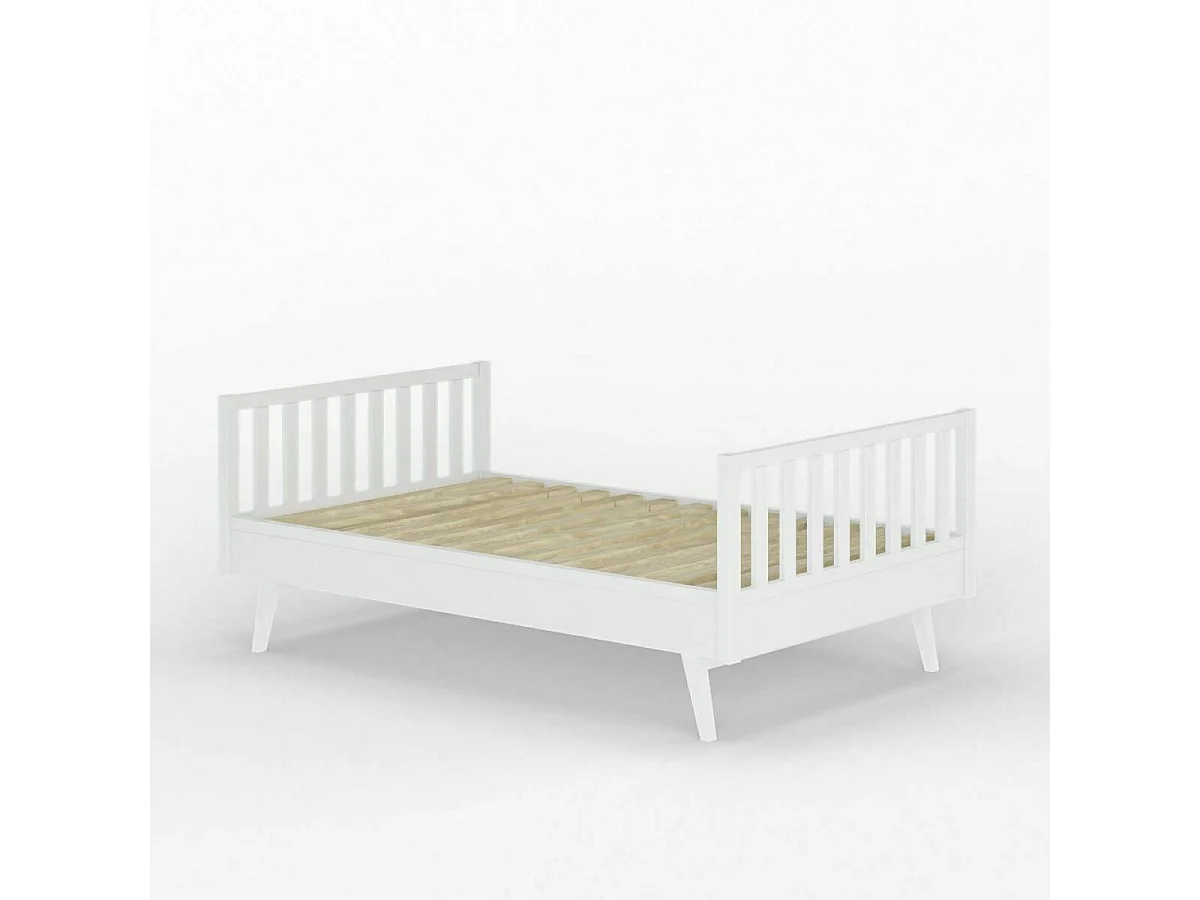 Pack lit enfant Montessori avec matelas 90x190 cm bois massif blanc ROMEO