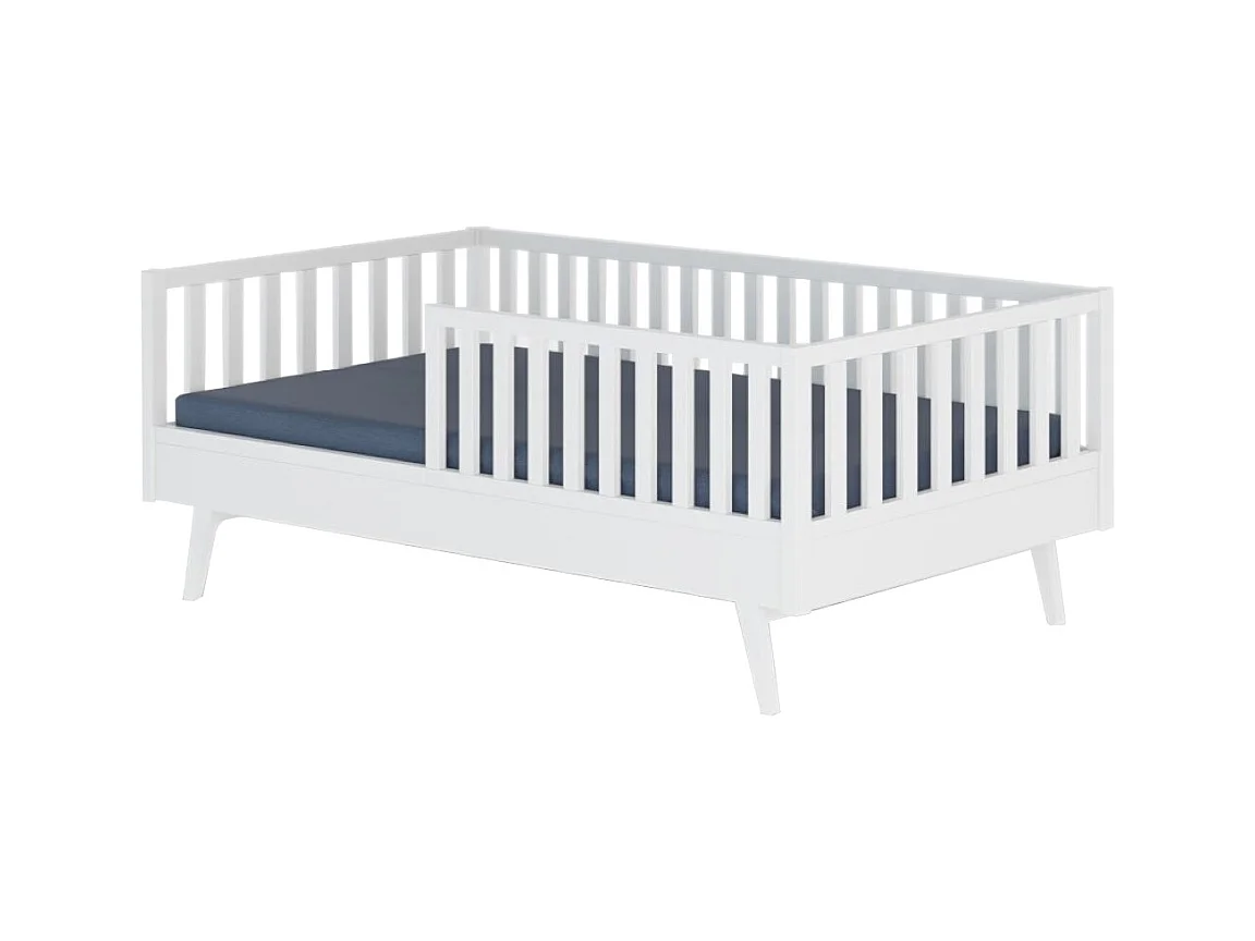 Pack lit enfant Montessori avec matelas 90x190 cm bois massif blanc ROMEO