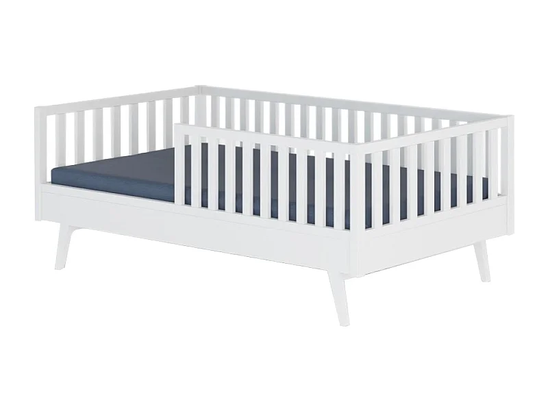 Pack lit enfant Montessori avec matelas 90x190 cm bois massif blanc ROMEO