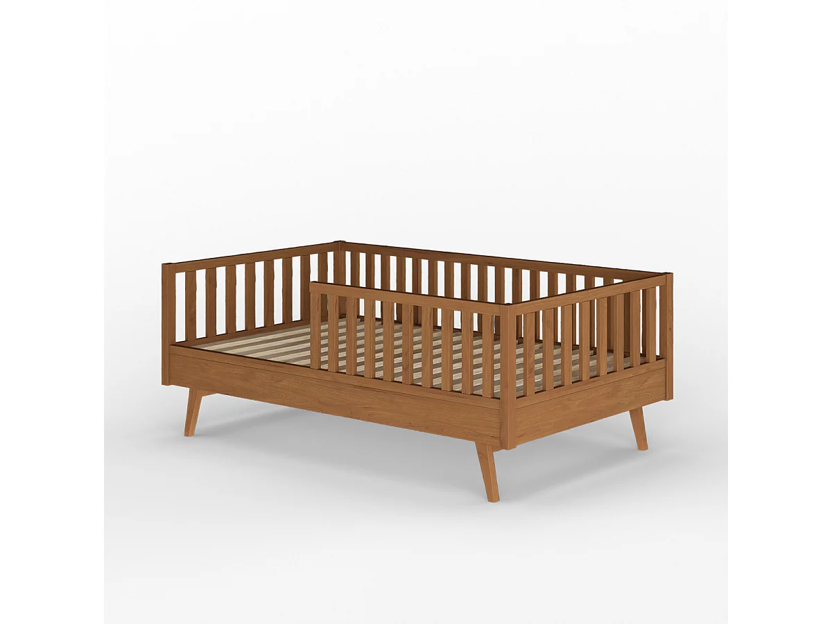 Lit enfant Montessori 90x190 cm bois massif noisette ROMEO