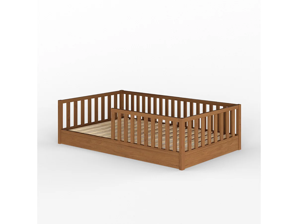 Lit enfant Montessori 90x190 cm bois massif noisette ROMEO