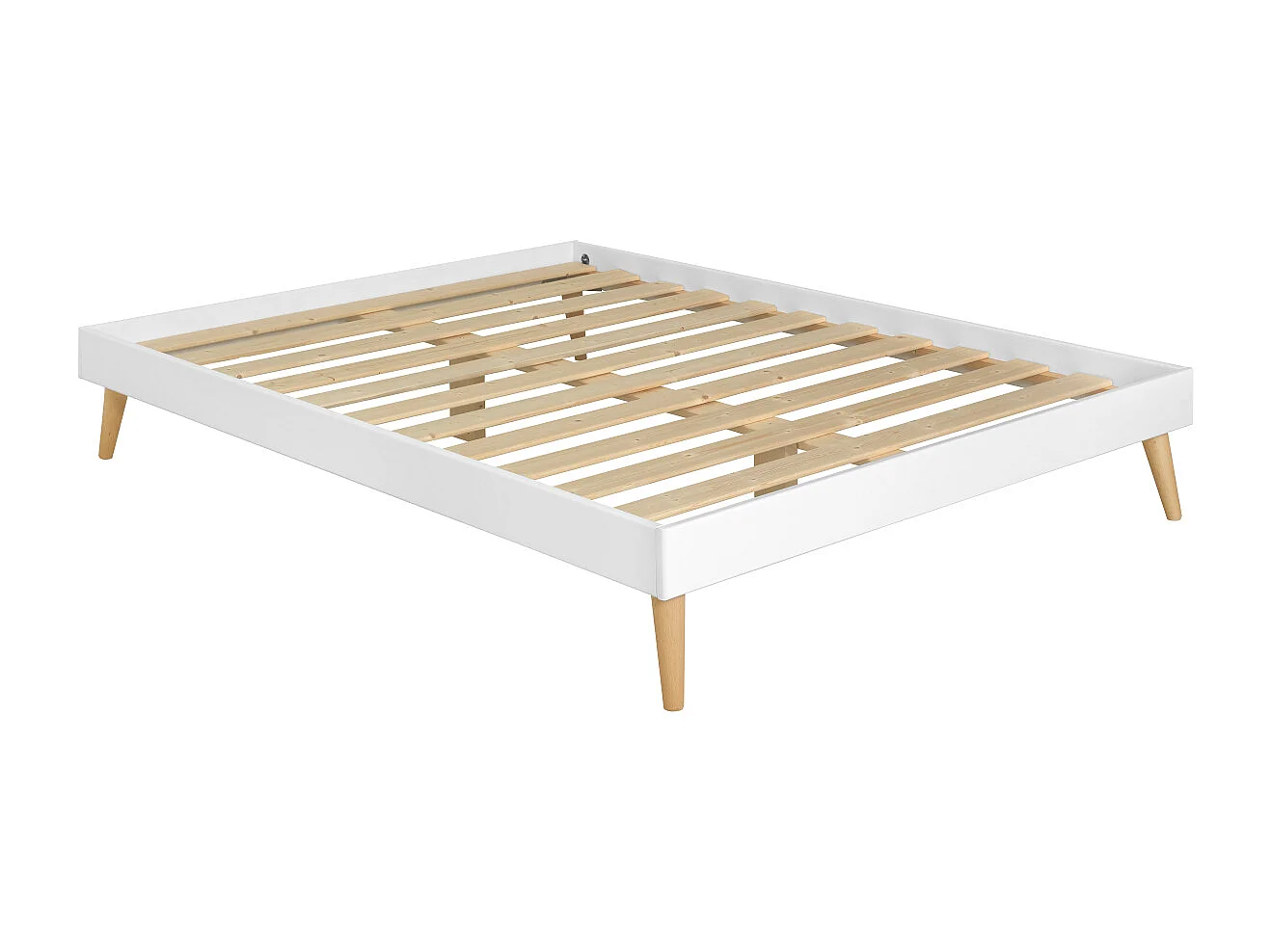 Lit 2 places avec pieds 120x190 cm bois massif blanc DARLA