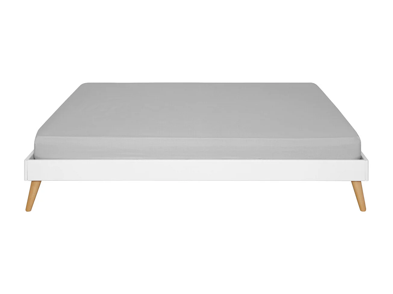 Lit 2 places avec pieds 120x190 cm bois massif blanc DARLA