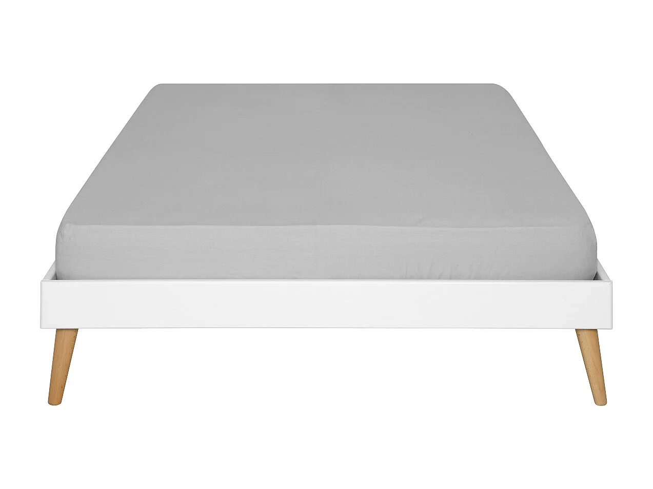 Lit 2 places avec pieds 120x190 cm bois massif blanc DARLA