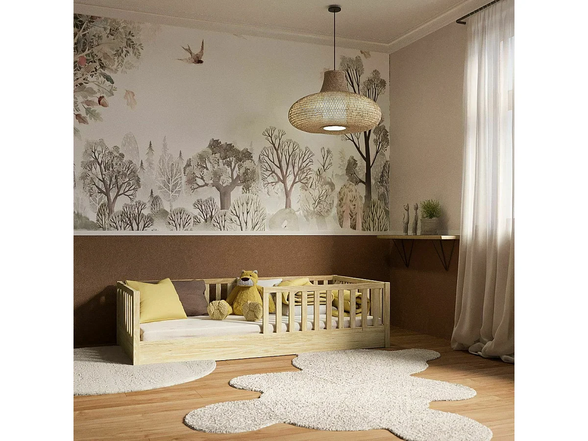 Lit enfant Montessori 90x190 cm bois massif bois ROMEO