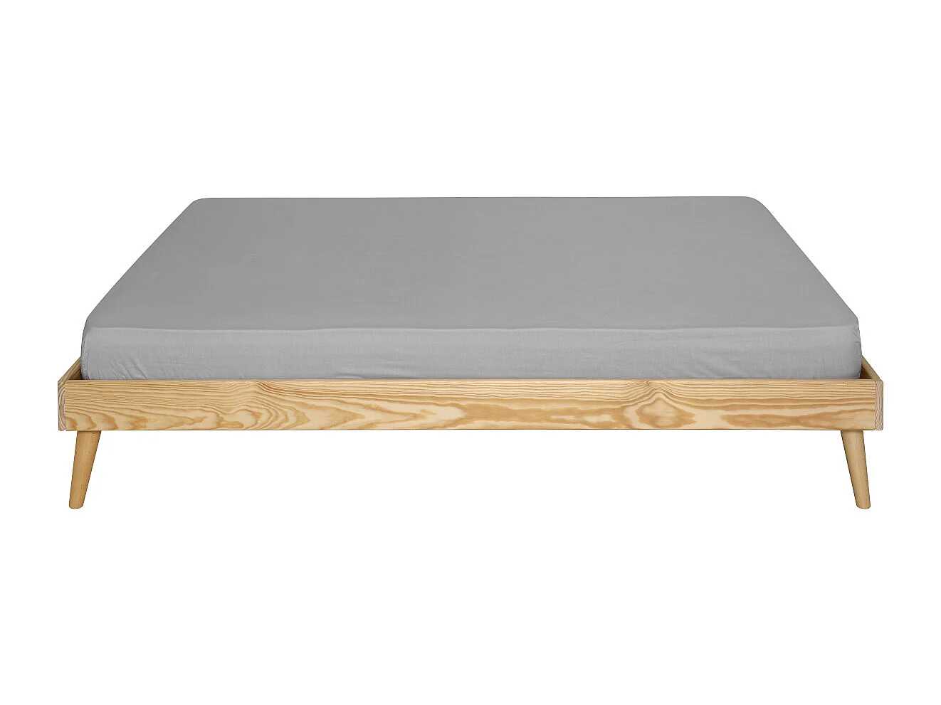 Lit 2 places avec pieds 120x190 cm bois massif bois naturel DARLA