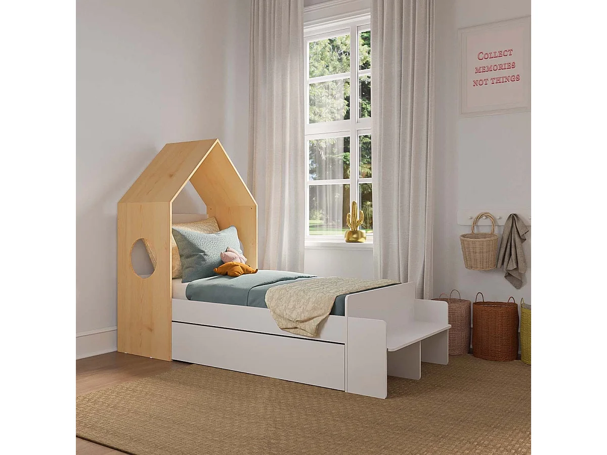 Pack lit avec tiroir 90x190 cm panneaux de fibres bois SANDRO