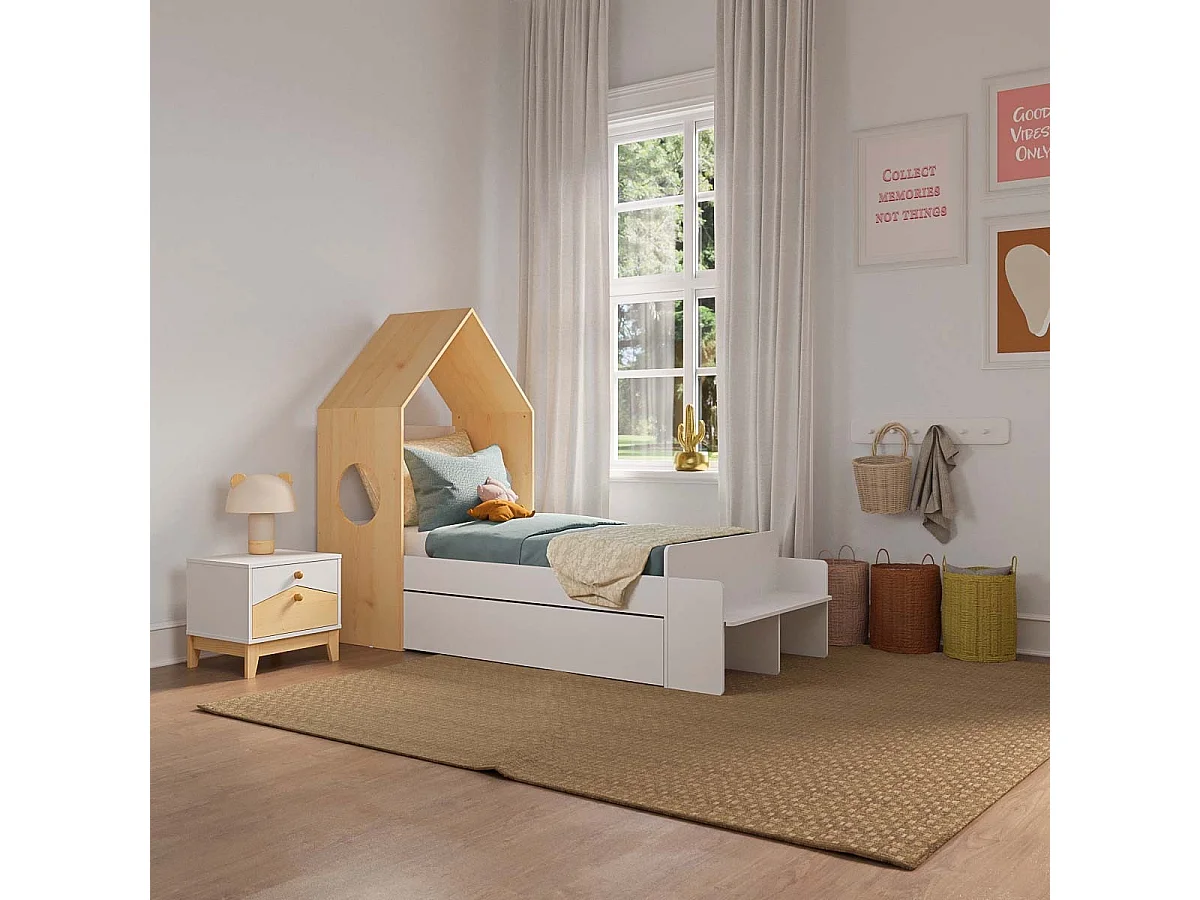 Pack lit avec tiroir 90x190 cm panneaux de fibres bois SANDRO