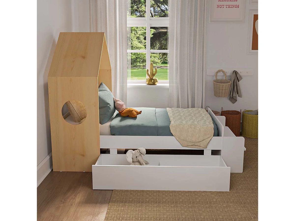 Pack lit avec tiroir 90x190 cm panneaux de fibres bois SANDRO