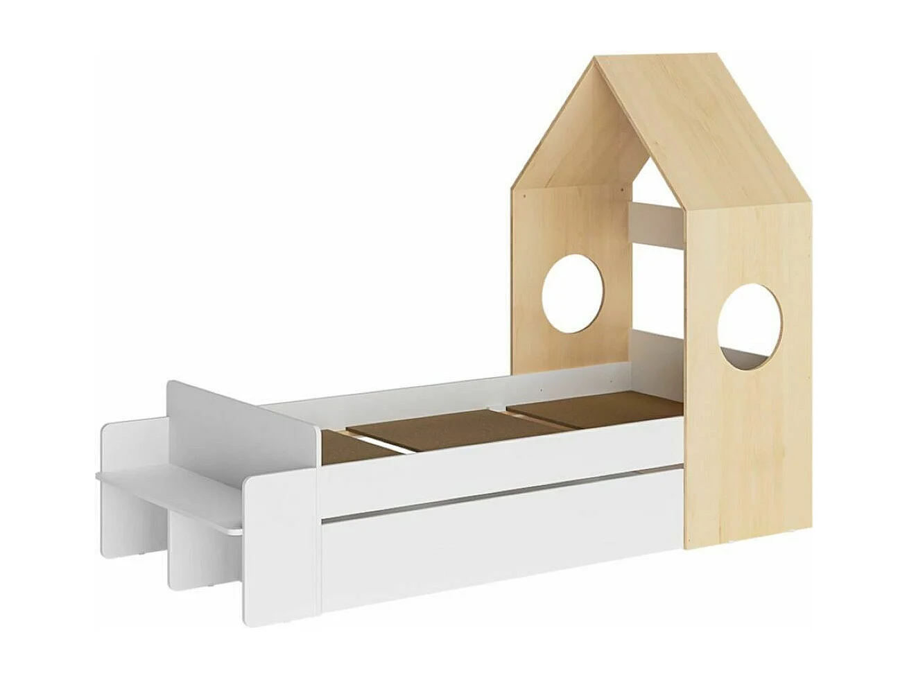 Pack lit avec tiroir 90x190 cm panneaux de fibres blanc et bois SANDRO