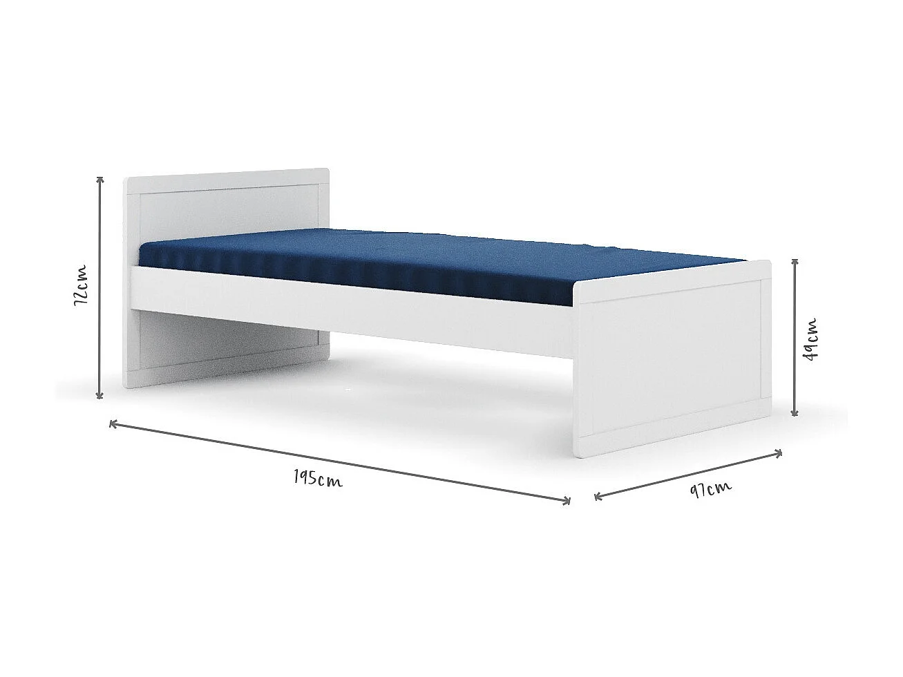 Lit évolutif 90x190 cm bois massif blanc PETER