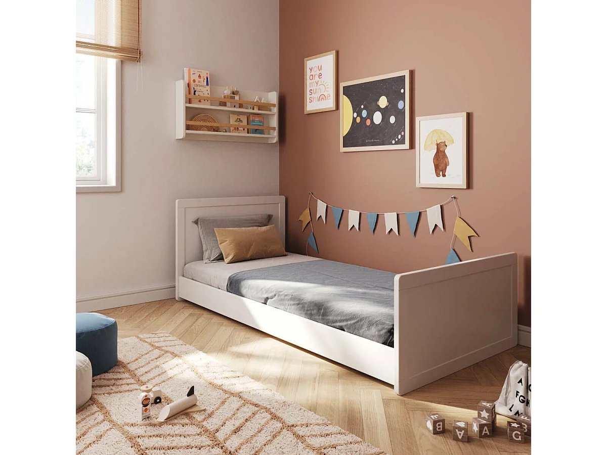 Lit évolutif 90x190 cm bois massif blanc PETER
