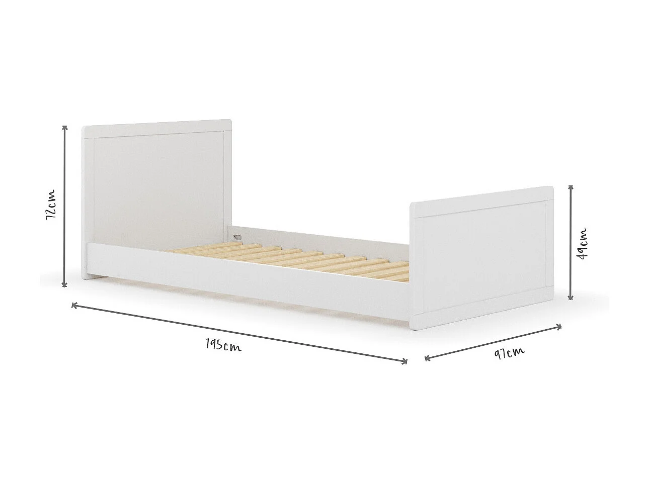 Lit évolutif 90x190 cm bois massif blanc PETER