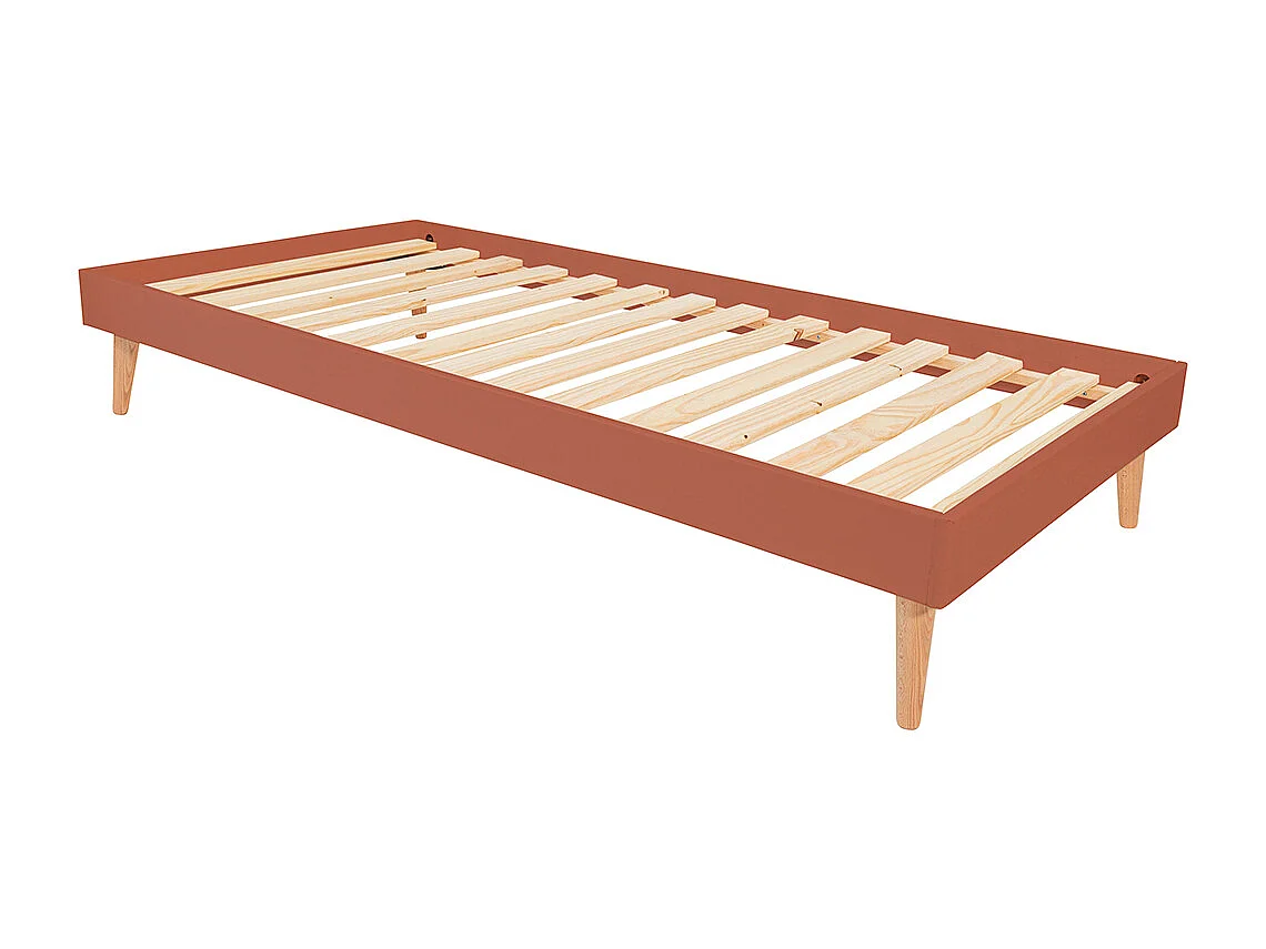 Lit enfant avec pieds 90x190 cm bois massif terracotta DARLA