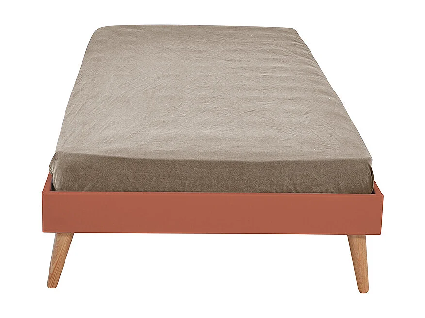 Lit enfant avec pieds 90x190 cm bois massif terracotta DARLA