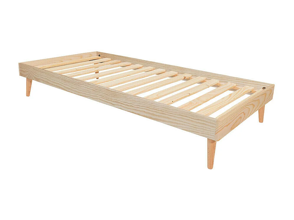 Pack lit enfant avec pieds et matelas 90x190 cm bois massif bois DARLA
