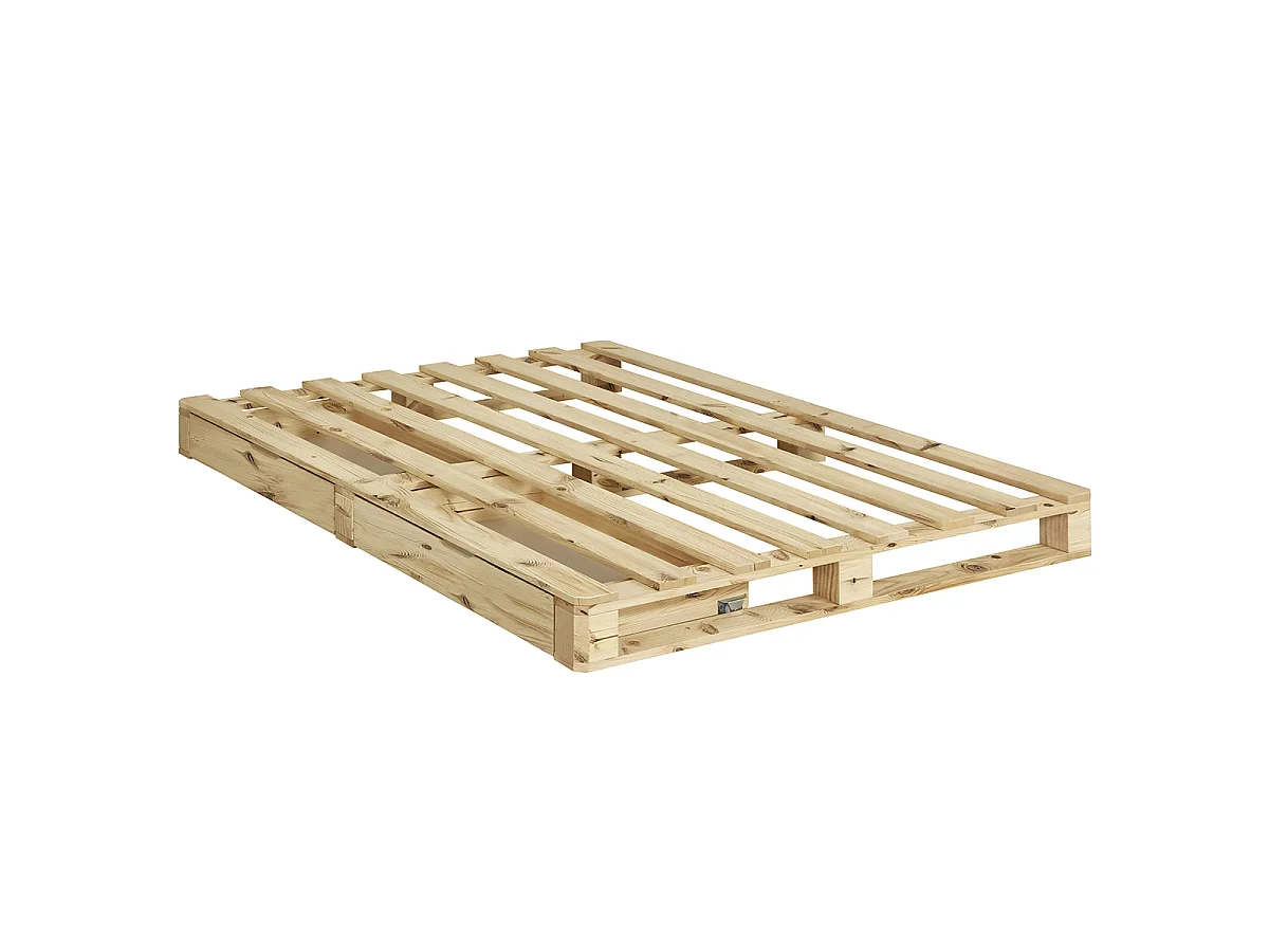 Pack lit palette avec matelas 140x200 cm bois massif bois naturel CEMBRO