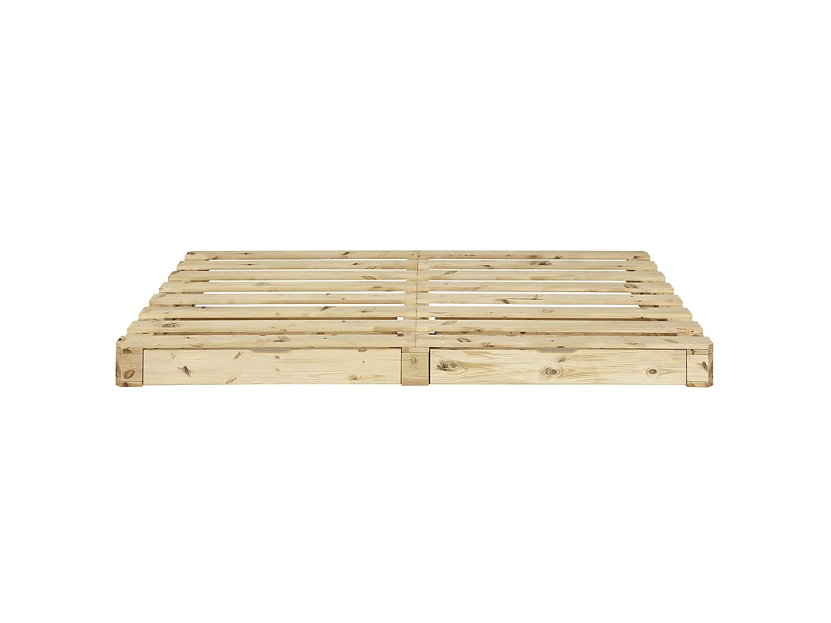 Pack lit palette avec matelas 140x200 cm bois massif bois naturel CEMBRO