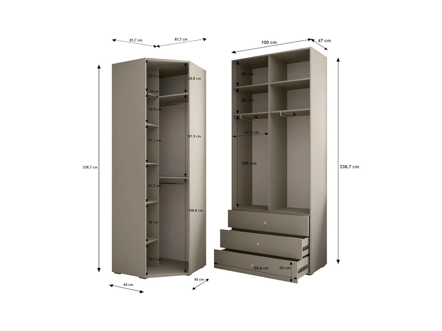 Inova kledingkast Z7 236,7/182/62