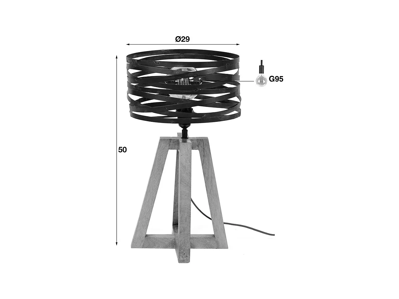 Lámpara - Negro Madera - DALIAN