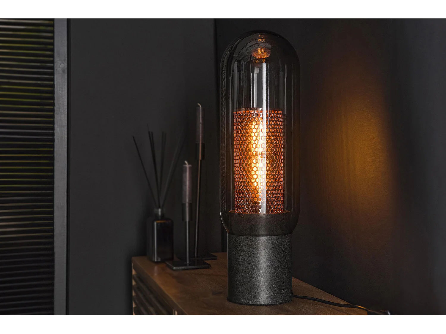 Tischlampe - Schwarz Glas - TRIEST